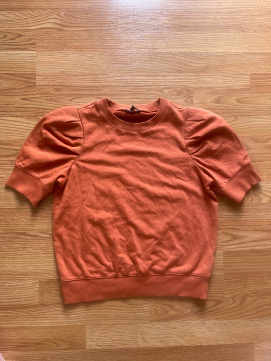 Express Tops - Casual Short-Sleeve Crewneck Sweatshirt - Rust Orange